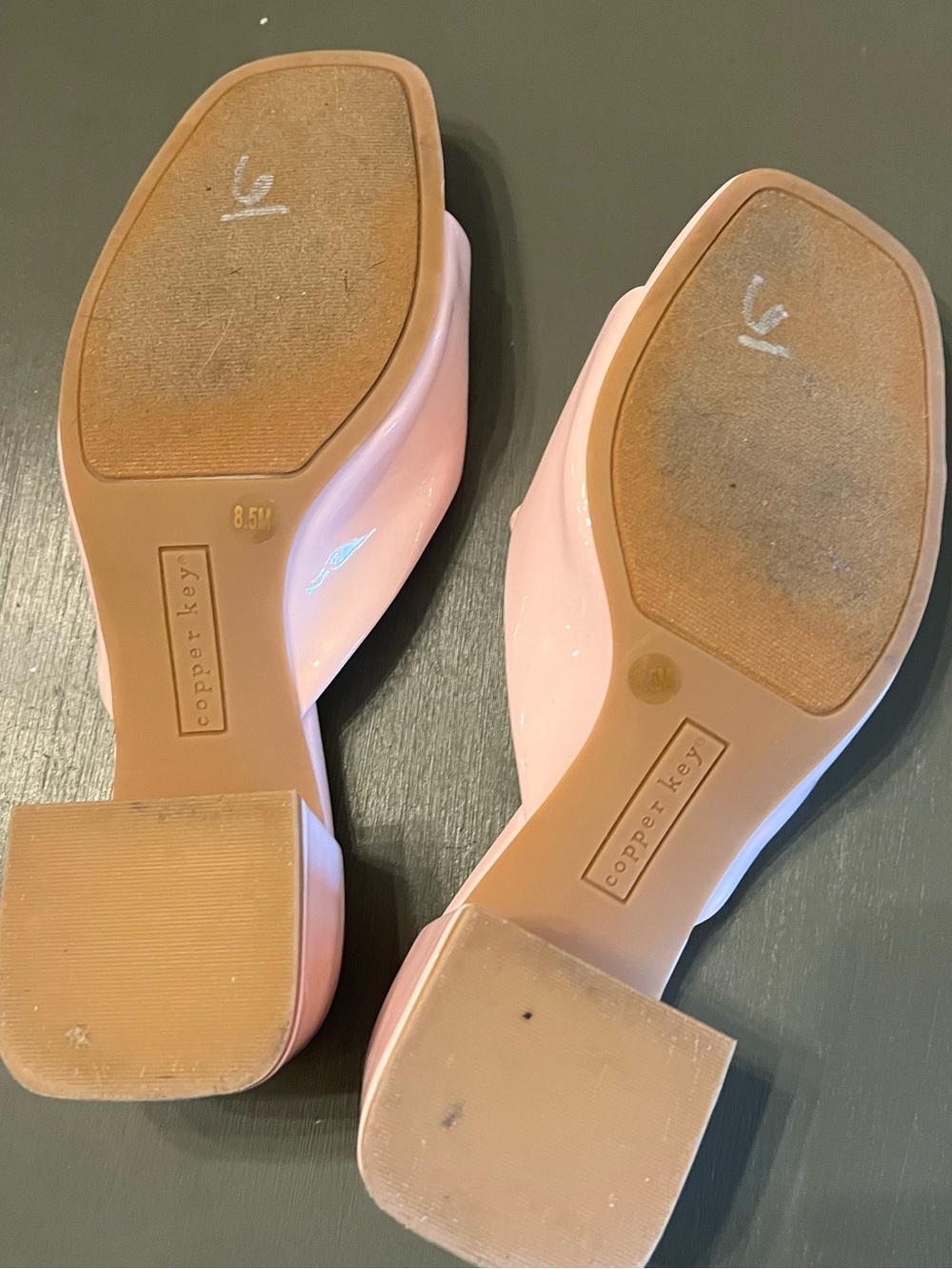 Copper Key Pink Butterfly Rhinestone Block Heel Mules - Picture 4 of 6